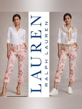 LAUREN RALPH‎ LAUREN FLORAL PINK ROSES, HIGH WAISTED COTTAGECORE VINTAGE 2